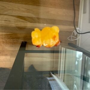 Amber and wood bear bead